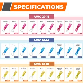 Noxtren Crimping Tool For Heat Shrink Connectors, 310PCS AWG 22-10 Waterproof Automotive Marine Grade Heat Shrink Wire Connectors and Wire Stripper