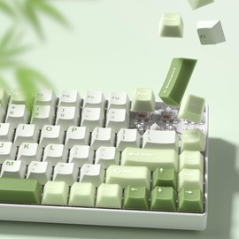 Womier Matcha Green Keycaps PBT, Jelly Keycaps 60 75 100 Percent, Translucent Jade Key caps Custom 127 Keys, Cherry Profile for 61/68/84/87/98/100 Cherry Gateron MX Mechanical Gaming Keyboards
