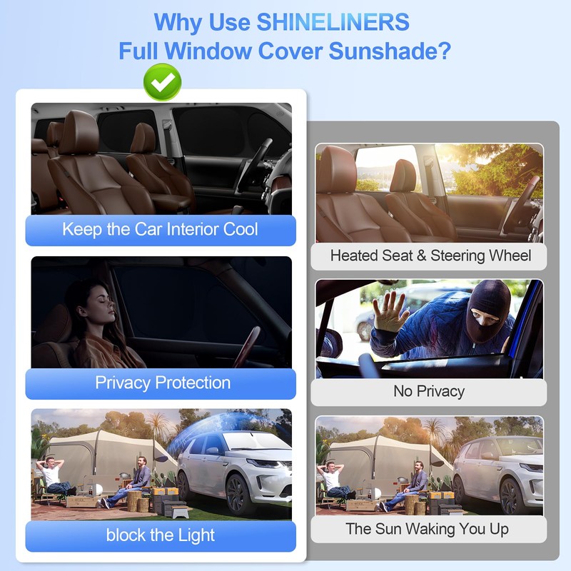 SHINELINERS 6pcs Car Window Shades for Dodge RAM 2500 3500