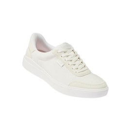 Kizik Slip On Sneakers: Prague 2 - Court Style, 4-Way Stretch Canvas with Suede Details, Casual Shoes for Women, Hands Free Convenience - Bright White W13