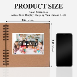 Scrapbook Album, 8 x 8 Inch Scrap book, 60 Brown Blank Pages Scrapbooks, Hardcover Photo Album Scrapbook, Kraft Paper Memory Book, Traveling, Birthday & Holiday Gifts.