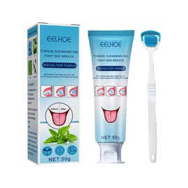 Tongue Cleaner Gel with Tongue Brush, Tongue Cleaning Gel Set, Easy to Use Tongue Scraper & Cleaning Gel Kit, Tongue Cleaning Kit for Fresh Breath