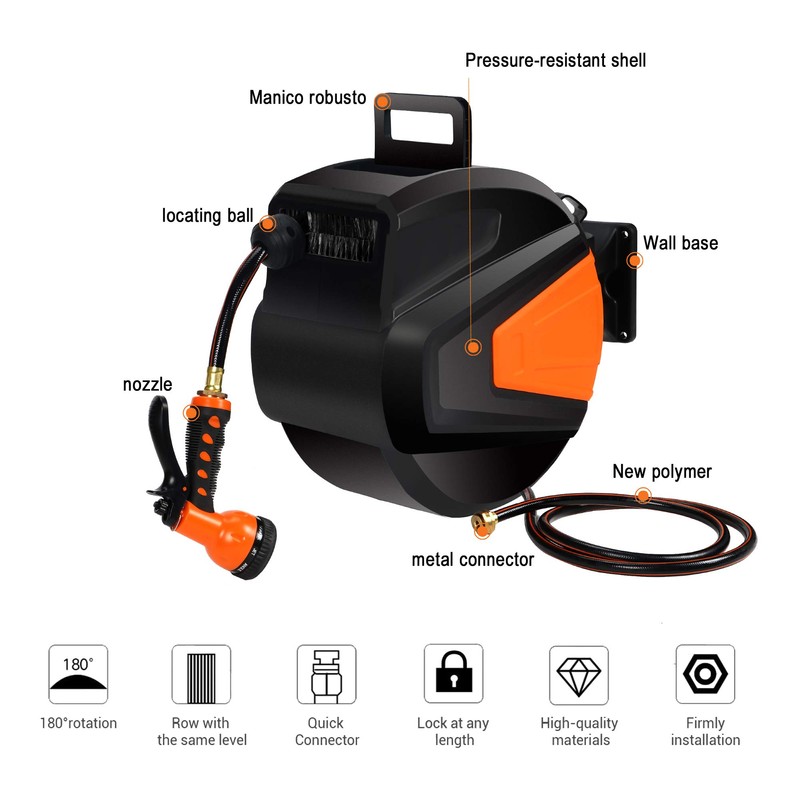 Ayleid Retractable Garden Hose Reel,3/8 in x 66 ft Wall