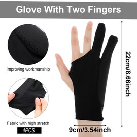 4pcs Digital Drawing Glove,3-Layer Two-Finger Artist Gloves for Right Hand and Left Hand,Digital Art Glove for Graphics Drawing Tablet for Stylus Pen Pencil Sketching Painting