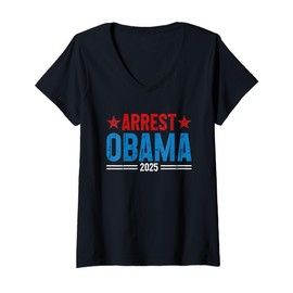 Womens Arrest Obama 2025 V-Neck T-Shirt