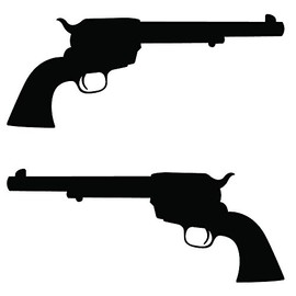 Auto Vynamics - GUNS-44MAGNUM-8-GBLA - Gloss Black Vinyl .44 Magnum Revolver Pistol Handgun Decal - Mirrored Pair - (2) Piece Set - 8-by-3.25-inches