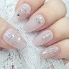 Pink Heart Glitter Handmade Nail Tips - Short Square /