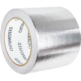 CHUANGSEED Adhesive Aluminum Foil Fiberglass Heat Shield Tape 4in x 90ft, Reflective Material Cool Tape Self-Adhesive for HVAC, Pipe, Auto,High Temp Protection