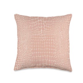 Animal Pattern Crocodile Skin Animal Print Boho Chic Blush Pink Throw Pillow, 16x16, Multicolor
