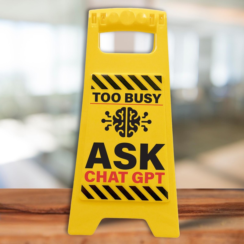 Boxer Gifts Too Busy Ask ChatGPT Novelty Office Desk Sign