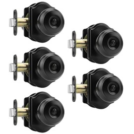 Haidms Black Door Knobs Interior, Privacy Interior Door knobs, Matte Black Indoor Doorknobs for Bedroom or Bathroom (5 Pack)