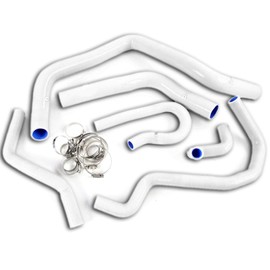 G-PLUS Silicone Radiator Coolant Hose Pipe Kit w/Clamps Compatible with 1992-2000 Honda Civic Type-R EK EG B16A B18C B20B (White 6 PCS)