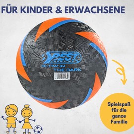 BEST SPORTING Barefoot Football Glow in The Dark I Lightweight Ball Size 5 I Sports Ball I Luminous Kickball I Children's Play Ball Made of PVC (Green/Blue) (Orange/Blue)