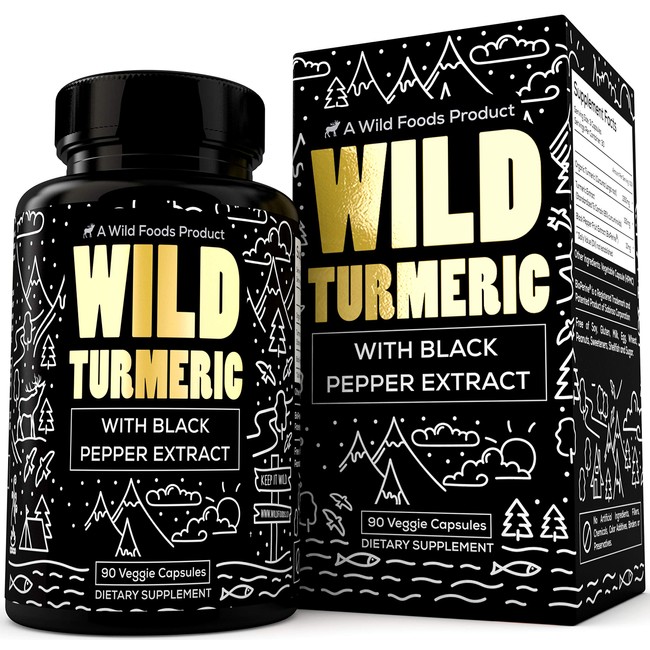 Wild Turmeric Curcumin Supplement with BioPerine Black Pepper Extract - Healthy Inflammatory and Joint Support - Highest Potency Available with 95% Standardized Curcuminoids - 1500mg - 90 ct