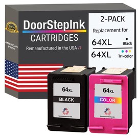 DoorStepInk Remanufactured in The USA Ink Cartridge Replacements for HP 64XL 64 XL 1 Black N9J92AN 1 Color N9J91AN High Yield for Envy 6220 6230 6255 7132 7800 7858 7864
