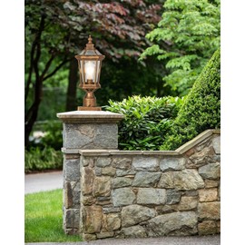 YMDHFS Column Lights Outdoor Post Light Fixture Brushed Bronze Aluminum with Glass IP54 Waterproof Pillar Lighting Exterior Post Lights for Porch Fence Garden Patio Driveway Flat Surface
