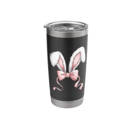 Bunny Ears with Pink Ribbon - Cute Easter Stainless Steel Insulated Tumbler