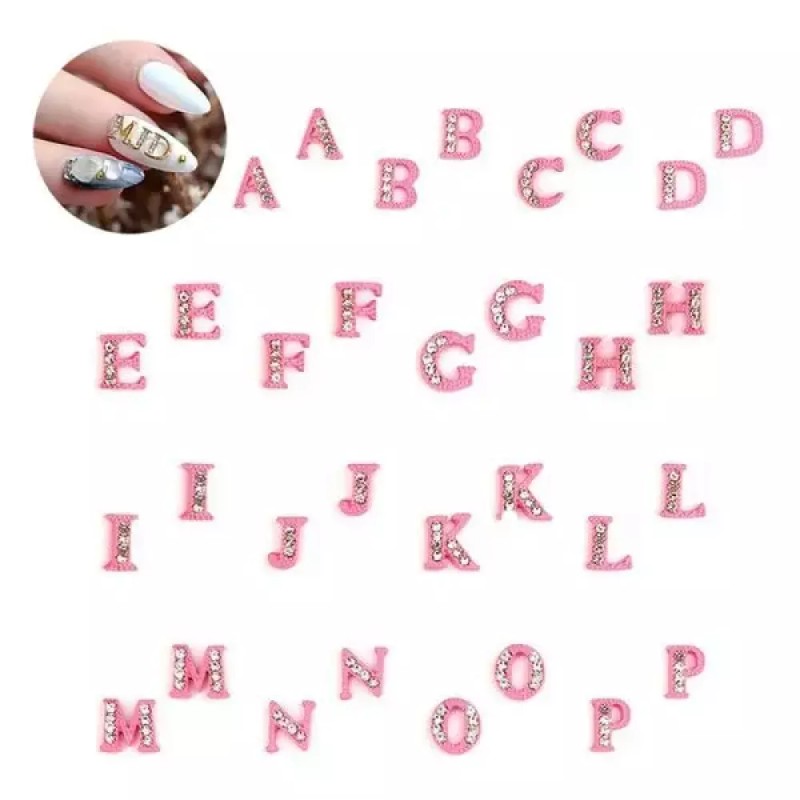 네일아트 영문 알파벳 이니셜 파츠 핑크 [01.알파벳(핑크)-17 Q] Nail Art