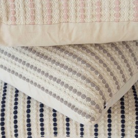 Lorelai Textured Pillow Cover 20x20 – 100% Cotton Designer Throw Pillow Cover – Luxury Decorative Accent for Sofa, Couch, Bed & Modern Coastal Grandmillennial Home Décor