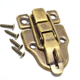 5 PCS Antique Bronze Latch Hasps Vintage Locks Decorative Brass Hardware with Screws for Jewelry Case Wooden Boxes Suitcase Briefcase (Length:2-1/4", Width:1-5/8")