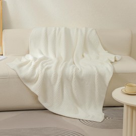 bearberry Super Soft Fluffy Throw Blanket 3D Ribbed Lightweight Cozy Warm Throw Blankets for Couch Bed Sofa All Season (Cream, 50”x60”)