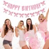 Coquette Pink Bow Birthday Decorations, Happy Birthday Banner and Bow