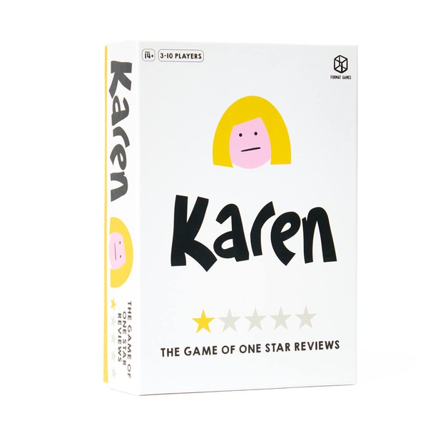 Format Games Karen Party Game | Hilarious Game of One Star Reviews | Fun Bluffing Game for Game Night| Ages 14+ | 3-10 Players | Average Playtime 45-90 Minutes | Made by Format Games