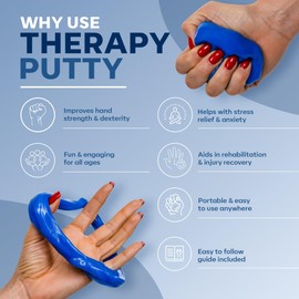 Drenity Therapy Putty Hand Exerciser – 75g Non-Toxic, Portable Tubs in 5 Resistance Levels – Ideal for Strength, Dexterity, Rehabilitation, Stress Relief & Anxiety – Great for Adults & Kids