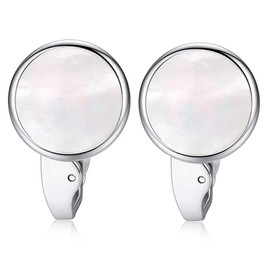 Honey Bear White Pearl Shell/Black Onyx Cufflinks for Mens Wedding Business Shirt Suit (White)