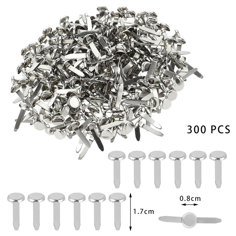 ANYUANKW Pack of 300 Mini Brads Pattern Clips Metal Silver