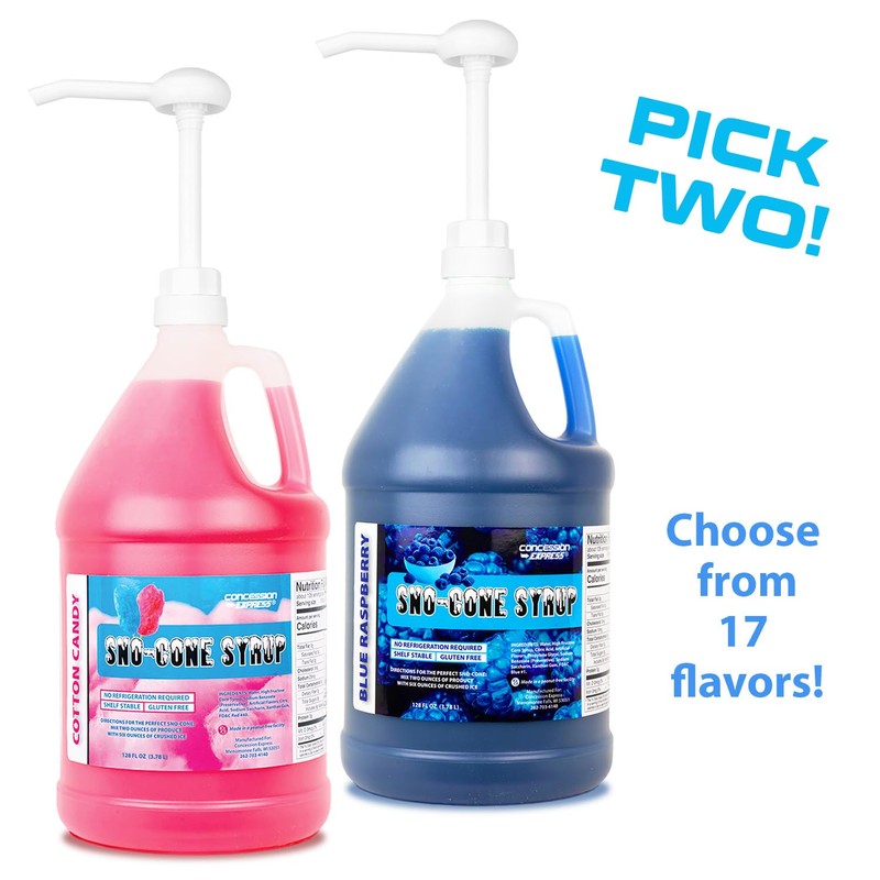 Mix & Match Sno-Cone Syrup with Pumps-Loads Of Flavors! (Two