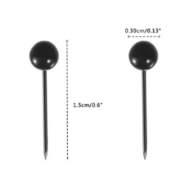Werownsgso Pack of 300 Round Head Pins, 4 mm Map Nail Push Pins, Pin Board Pins with Plastic Box, Round Rice Pins, Pin Board Pins for Map, Photos, Cork Board, Fabric Marking, DIY (Black)