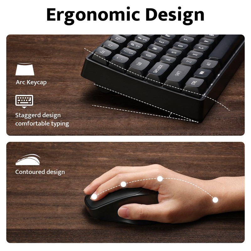 darkFlash Wireless Mechanical Keyboard and Mouse for Office, 106 Keys