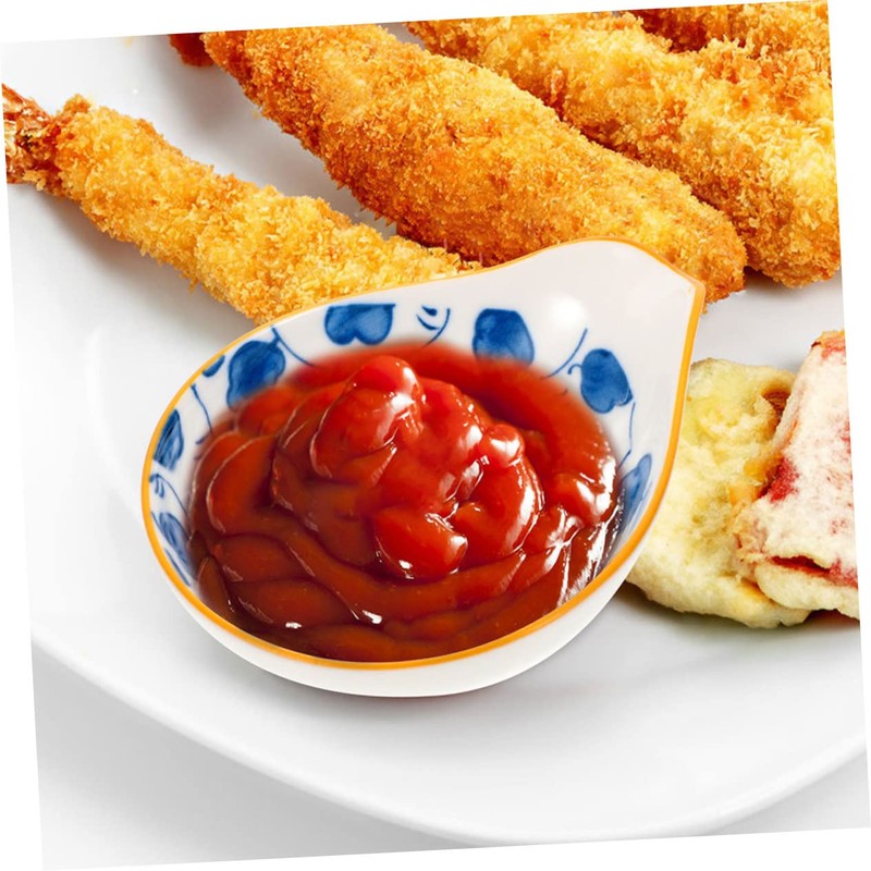 KICHOUSE 4pcs Seasoning Plate Set Ceramic Sauce Dishes Spoon Rests
