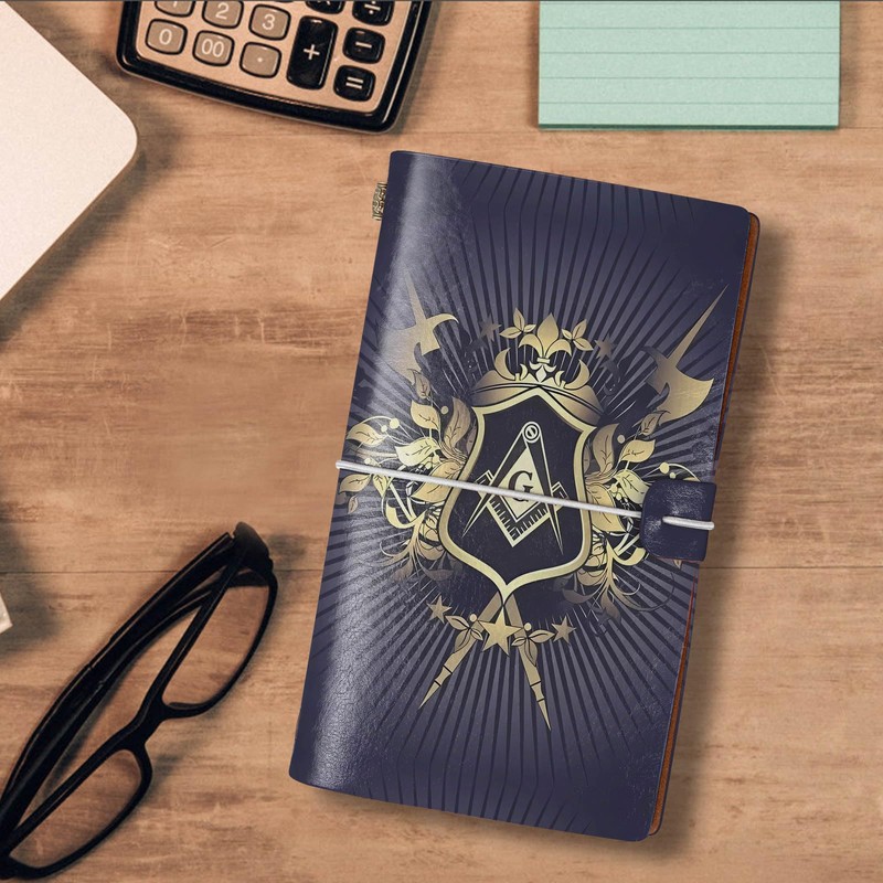 WHLBHG Freemason Gift Masonic Gift Freemasonry A6 Size Refillable Leather