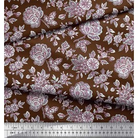 Soimoi Cotton Canvas Fabric Leaves & Floral Artistic Decor Fabric Printed metre 42 Inch Wide