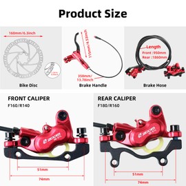 Z00M HB876E 2-PIN 4-Pistons E-Bike Electric Power-Off Hydraulic Brake Set with 160mm Rotors, Pre-Bled with Mineral Oil Brakes Kit for eBike, Mountain Bike, Road Bike