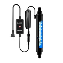 Devopet Aquarium U-V Light, Al-gae Clean Light for Fish Tank, Green Water Clean Lamp with Timer, Amphibian Aquarium U-V Lamp for in-Line and in-Tank Use, for 75-120 Gallons Fish Tanks(10W)