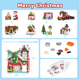 8 in 1 Christmas Building Blocks Set for Kids , 683PCS Building Blocks Set with Santa Claus Snowmen Trees and Trains, Christmas Birthday Party Goodie Bags Stuffers, Xmas Present for Boys Girls Ages 6+