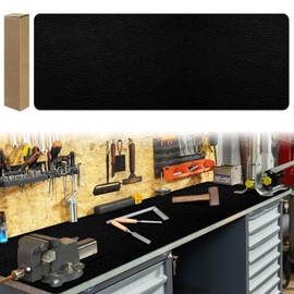 U0U 47.2" x17.3" Workbench Mat,Black PU Leather Work Bench Mat Top,DIY Worktable Mat Workbench Cover for Protects Work Bench Tabletop Countertop (Black, 47.2" x17.3")
