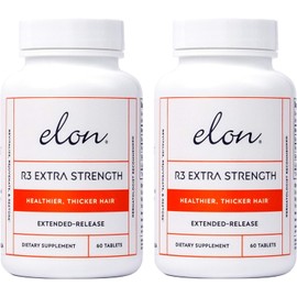 Elon R3 Extra Strength for Hair Growth - Supplements for Women to Grow Thicker, Fuller Hair, Advanced Formula with 5000 mcg Biotin Per Serving and Collagen, 60 Count (Pack of 2)