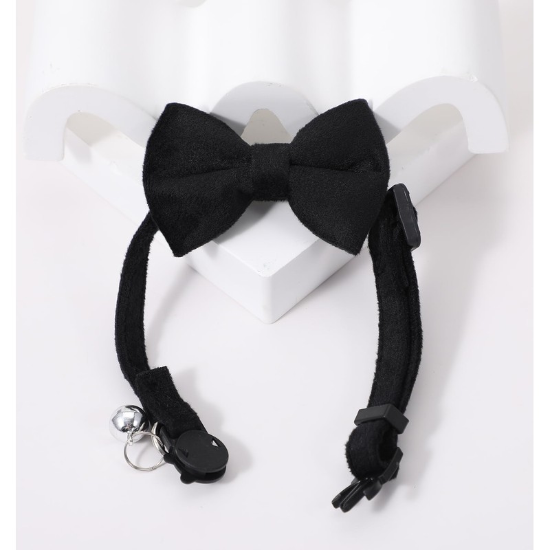 Dog Bow Tie Collar, Dog Collar with Bowtie Soft Velvet