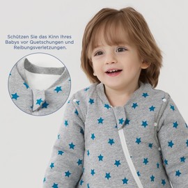 Duomiaomiao Winter Baby Sleeping Bag with Legs 3.5 TOG, 100% Cotton Sleeping Bag with Legs Warm Baby Sleeping Bag with Feet 2-3 Years, Star