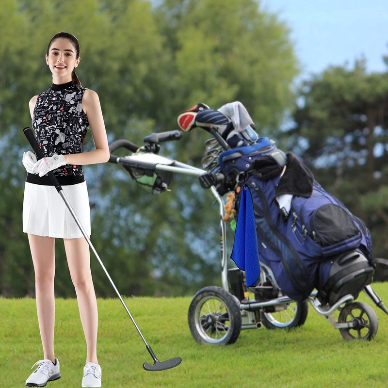 FINGER TEN 3 Pack Golf Towels Microfiber Waffle Pattern Tri-Fold