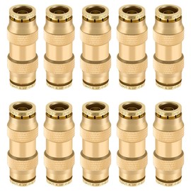 Boeray 3/8" Quick Push to Connect Fittings Brass Union Straight Joint DOT Approved 3/8 inch tube OD Air Line Adapter Air Spring Suspension Kit for Car Truck Trailers and Air Brake System 10pcs