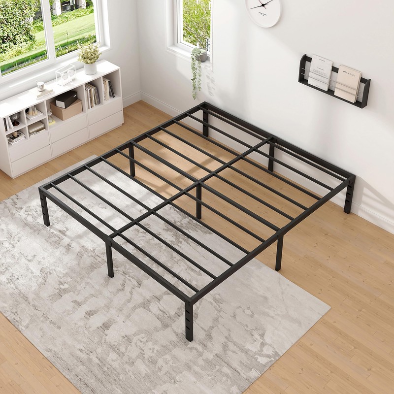 NEW JETO Metal Bed Frame,Queen Size Bed Frame with Storage