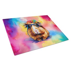 Caroline's Treasures DAC3961LCB Hippie Animal Guinea Pig Glass Cutting Board Decorative Tempered Glass Kitchen Cutting and Serving Board Large Size Chopping Board