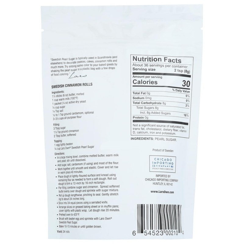 Lars' Own Swedish Pearl Sugar, 10-Ounce Packages (Pack of 6)