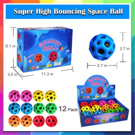 Super Bouncy Balls, Colorful High Bouncing Space Balls for Kids and Adults, Fun Outdoor Toys for Hand-Eye Coordination, Lightweight Foam Jump Balls (12 Pack)