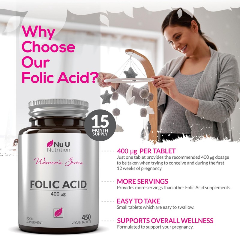Folic Acid 400 mcg - 450 Vegan Tablets - 15